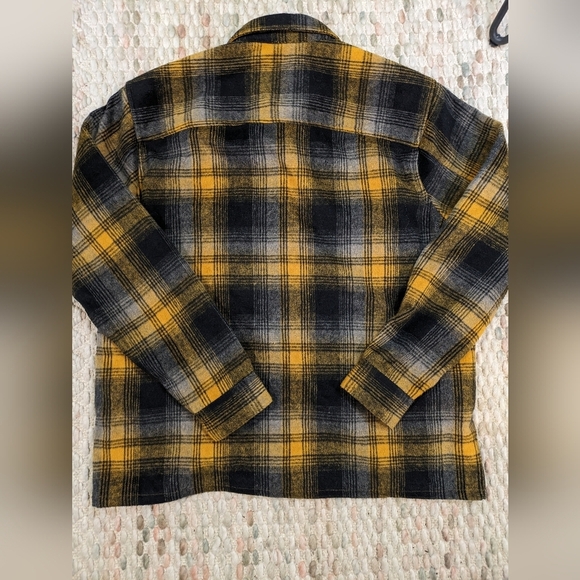 Only & Sons Mens XL Black & Yellow Over shirt/Plaid Jacket With Metal Buttons - Picture 3 of 7